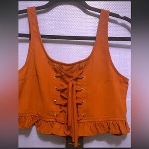 Fashion Nova Lace Up Ruffle Tank